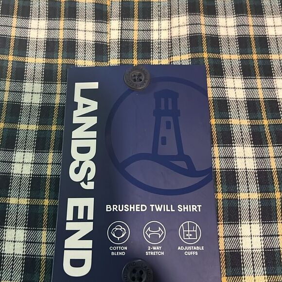 Lands' End Men's Brushed Twill Button-Down Shirt in Multi Size XL - Picture 5 of 5